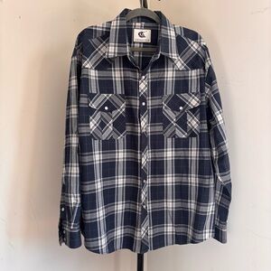 Coevals Men's Classic Navy Plaid Button-Down Shirt